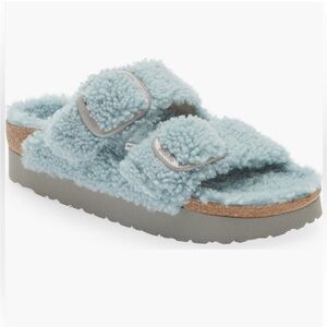 Blue Fuzzy Birkenstock Sandals